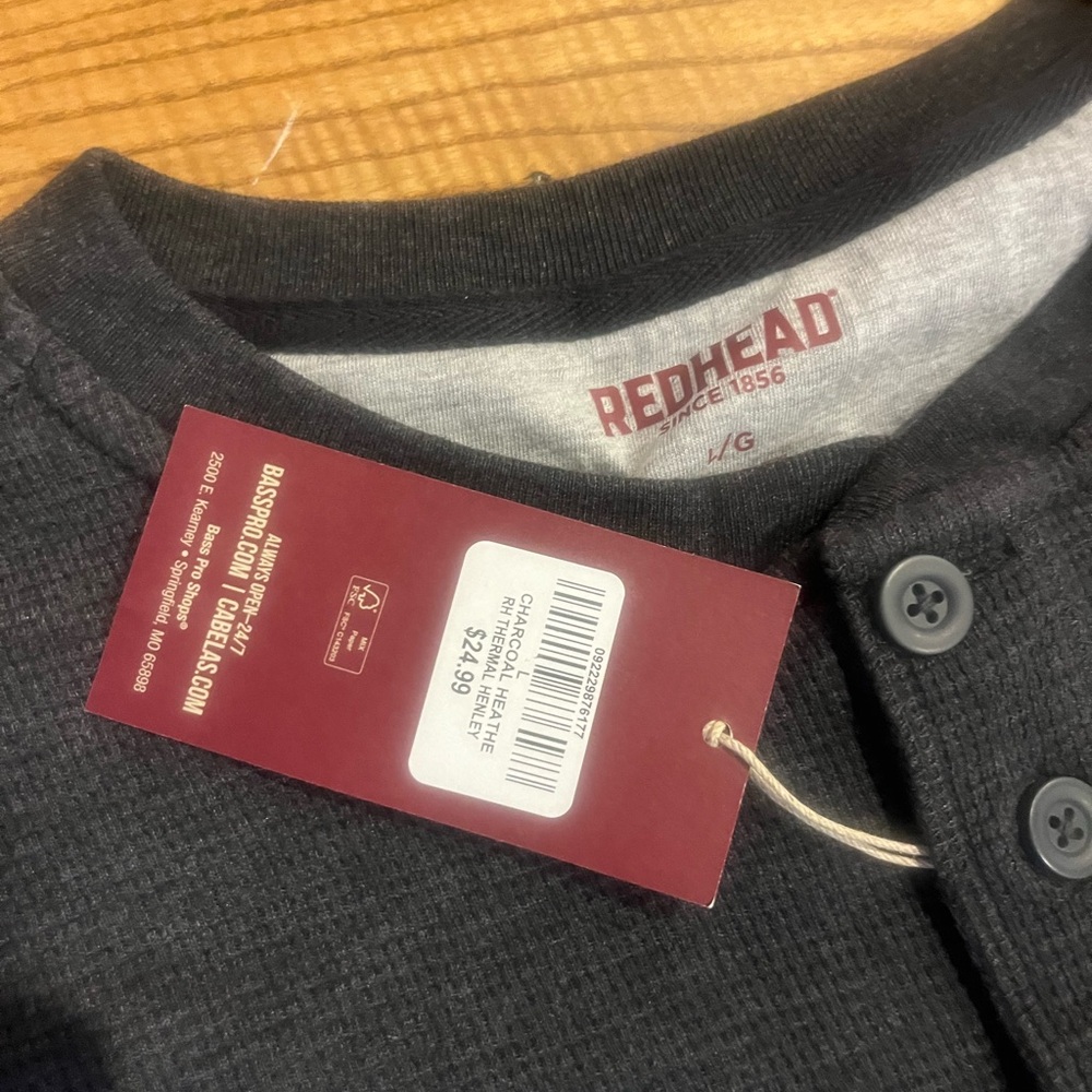 RedHead Dark Gray Button Henley - Picture 2 of 3
